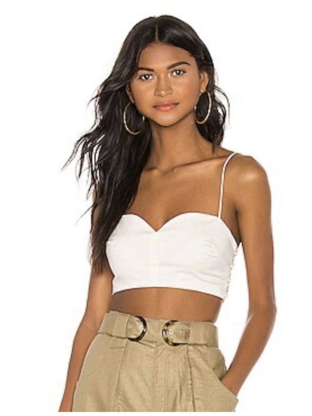 L’Academie Women’s Beige The Maille Top Cropped Size XL